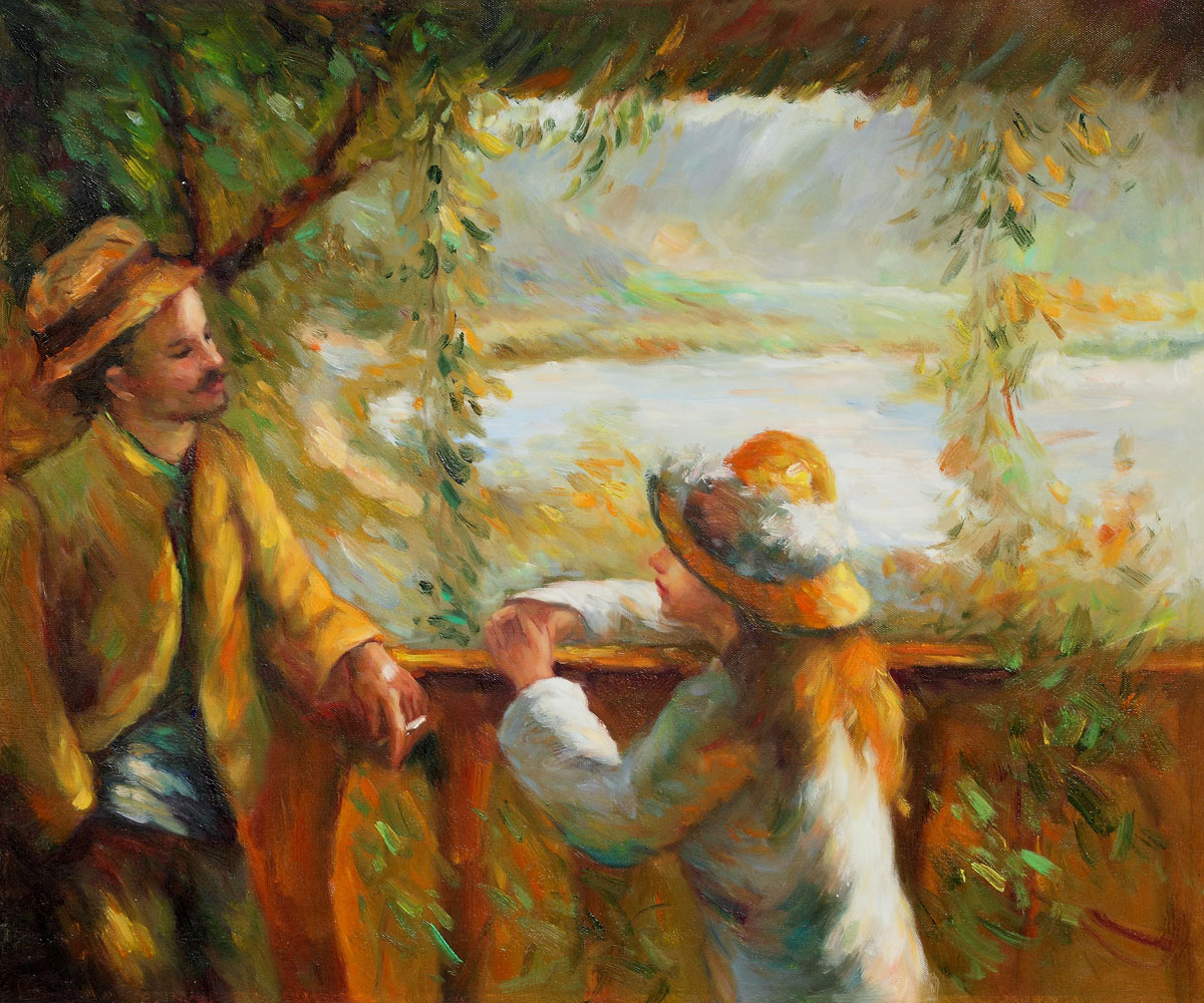 Near the Lake (Yellow) - Pierre Auguste Renoir Painting